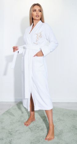 Cotton terry dressing gown with embroidery
