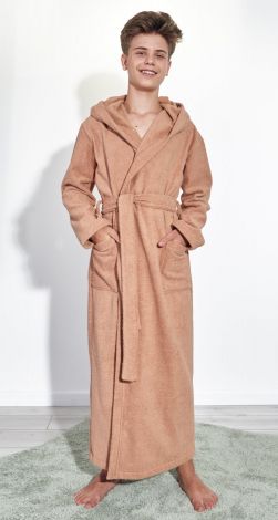 Teenage terry dressing gown with a hood