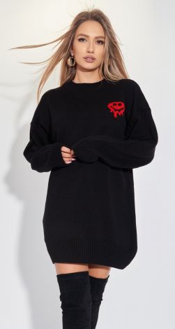 Tunic sweater with an inscription