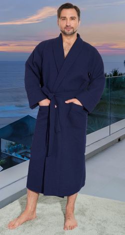 Men's waffle robe with embroidery is a useful gift