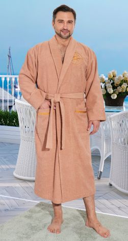Men's terry dressing gown with embroidery is a useful gift