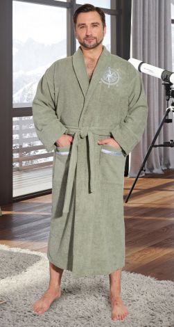 Men's terry dressing gown with embroidery is a useful gift