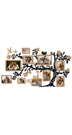 HDF Family Tree Picture Frames for Wall — Large Multi-Photo Frame Collage Set Home Decor