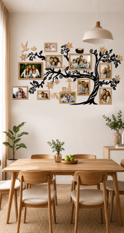 HDF Family Tree Picture Frames for Wall — Large Multi-Photo Frame Collage Set Home Decor
