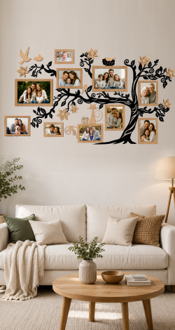 HDF Family Tree Picture Frames for Wall — Large Multi-Photo Frame Collage Set Home Decor