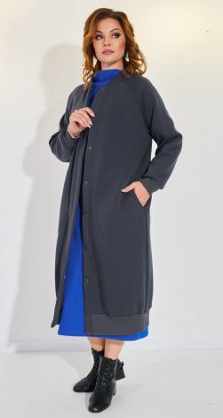 Long cardigan with fleece