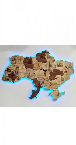 3D деревянная карта Украины с подстветкой