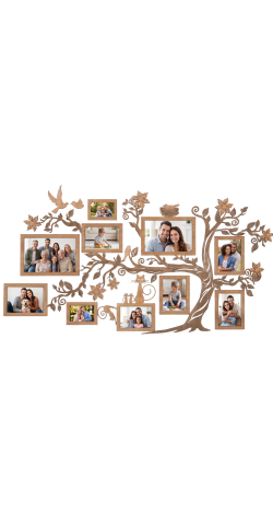 HDF Family Tree Picture Frames for Wall — Large Multi-Photo Frame Collage Set Home Decor