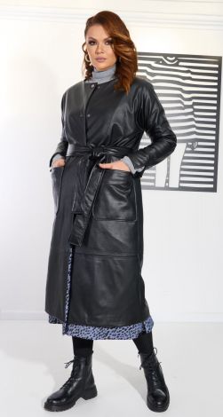 Laconic leather coat