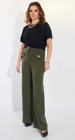Straight trousers with flaps