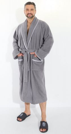 Чоловічий махровий халат з кантами корисний подарунок