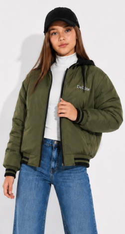 Teenage khaki bomber windbreaker jacket for girls