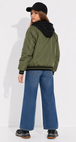 Teenage khaki bomber windbreaker jacket for girls