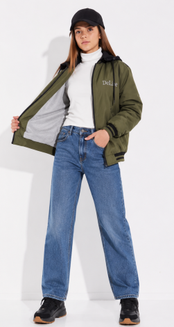 Teenage khaki bomber windbreaker jacket for girls