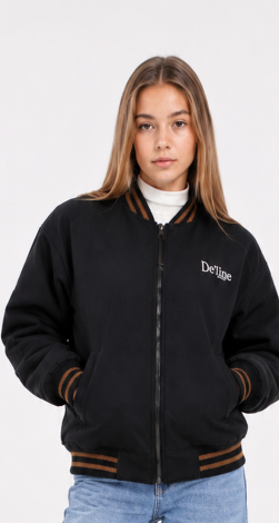 Teenage black bomber windbreaker jacket for girls