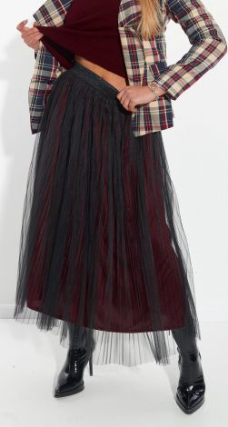 The airy skirt is pleated