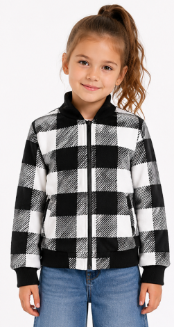 Black and white plaid children's jacket