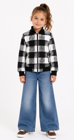 Black and white plaid children's jacket
