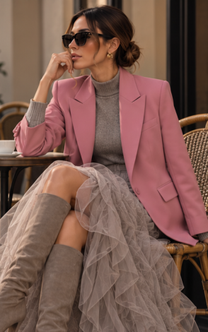 Приталений рожевий жакет із костюмної тканини Dusty Rose