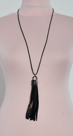 Necklace with leather pendant
