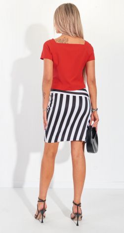 Suit with a striped skirt