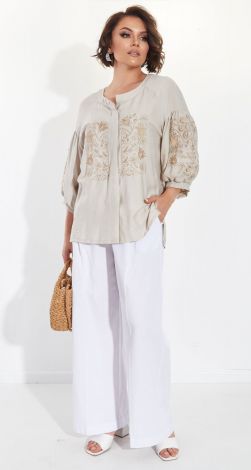 Linen blouse with embroidery