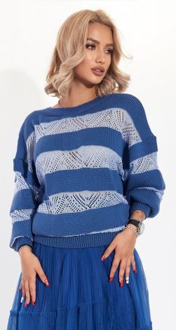 Sweater with openwork stripes