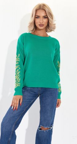 A beautiful sweater with an ornament on the sleeves