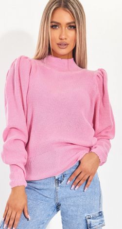 A fashionable sweater with a stand-up collar