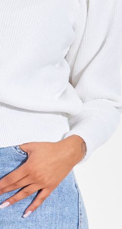 A fashionable sweater with a stand-up collar