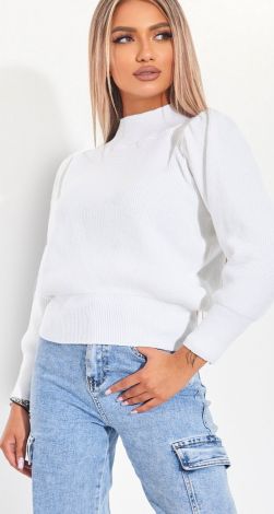 A fashionable sweater with a stand-up collar