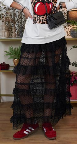 Fashionable transparent skirt with frills