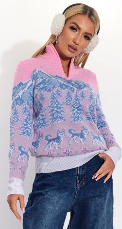 Warm and stylish sweater with a snake on the neck