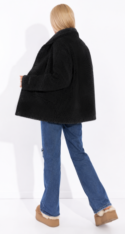 Short eco-fur coat karakul black - Image 8