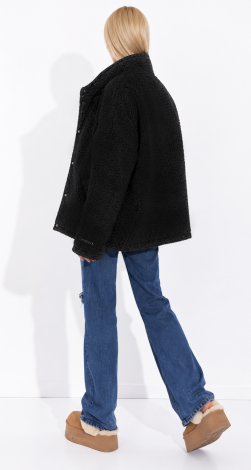 Short eco-fur coat karakul black - Image 9