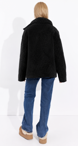 Short eco-fur coat karakul black - Image 7