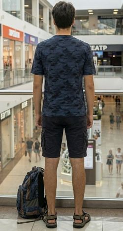 Men's Blue Tie-Dye T-Shirt with 3D Dinosaur Print (T-Rex