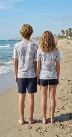 Matching Couple T-Shirts with Yin Yang Tigers Print (Gray Tie-Dye)