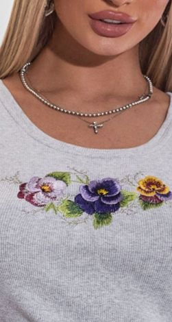 Cotton T-shirt with embroidery