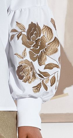 Белая Блузка с Вышивкой на Рукавах