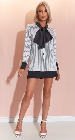 Шовкова блузка в смужку з обробкою