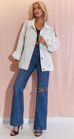 Жіноча куртка з бавовни, з вишивкою