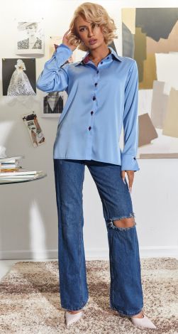 Шовкова блузка з контрастною обробкою