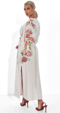 Лляна сукня з вишивкою Петриківський розпис