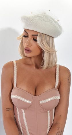 Французький вовняний берет з ніжною сіткою