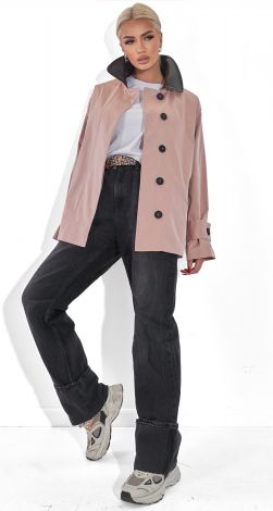 Куртка-тренч зі шкіряним коміром