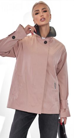 Куртка-тренч зі шкіряним коміром