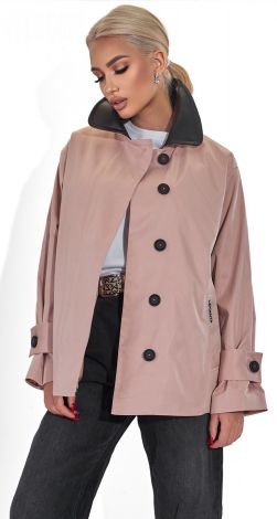 Куртка-тренч зі шкіряним коміром