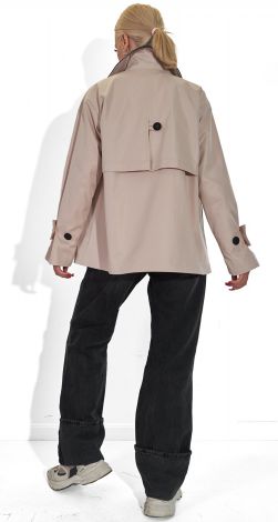 Куртка-тренч зі шкіряним коміром