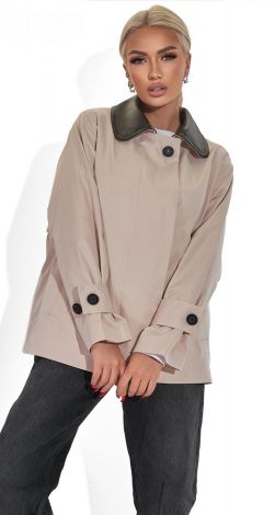 Куртка-тренч зі шкіряним коміром